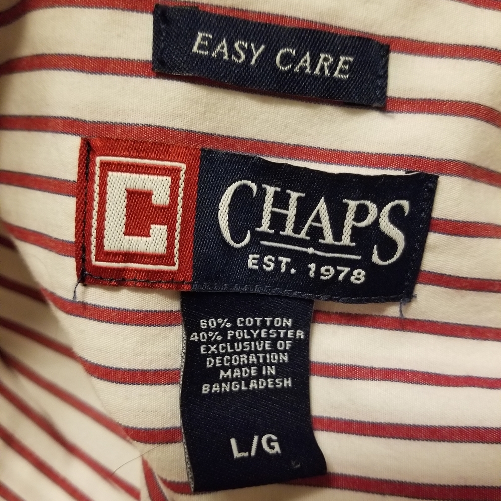 Chaps Long Sleeve Striped Button Down Size L Euc - image 2